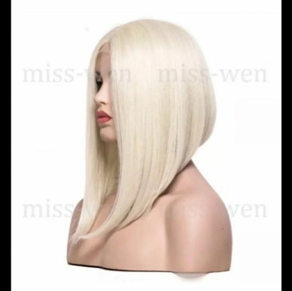 Platinum asymmetrical lace front wig main image 5